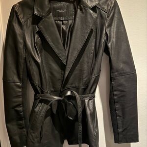 Andrew Marc faux Leather Belted Jacket